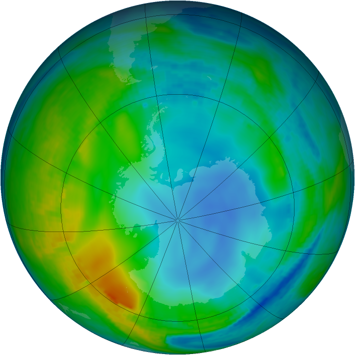 Antarctic ozone map for 06 June 1986